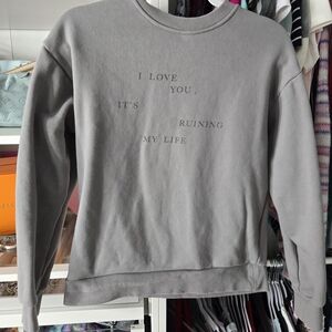 Taylor Swift The Tortured Poets Department Gray Crewneck Sweater SMALL